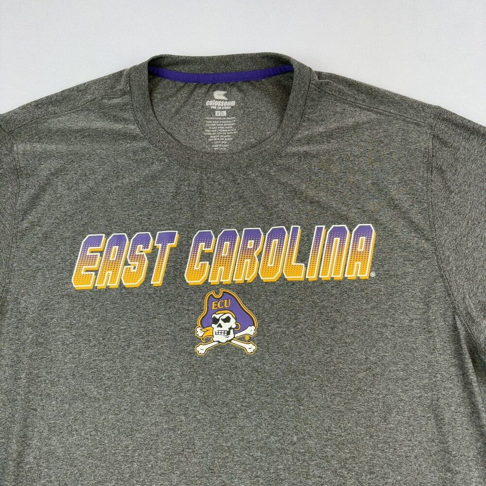 ECU East Carolina Pirates Performance T Shirt Mens XL Gray Colosseum Short Sleev